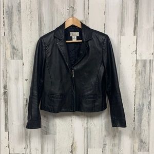 Black Leather Zip Up Jacket Size Small